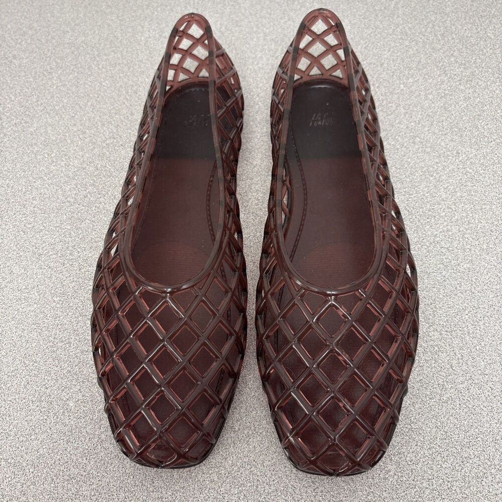H&M Women's Braided Jelly Ballet Flats, Maroon/Dark Red/Brown, Size 7